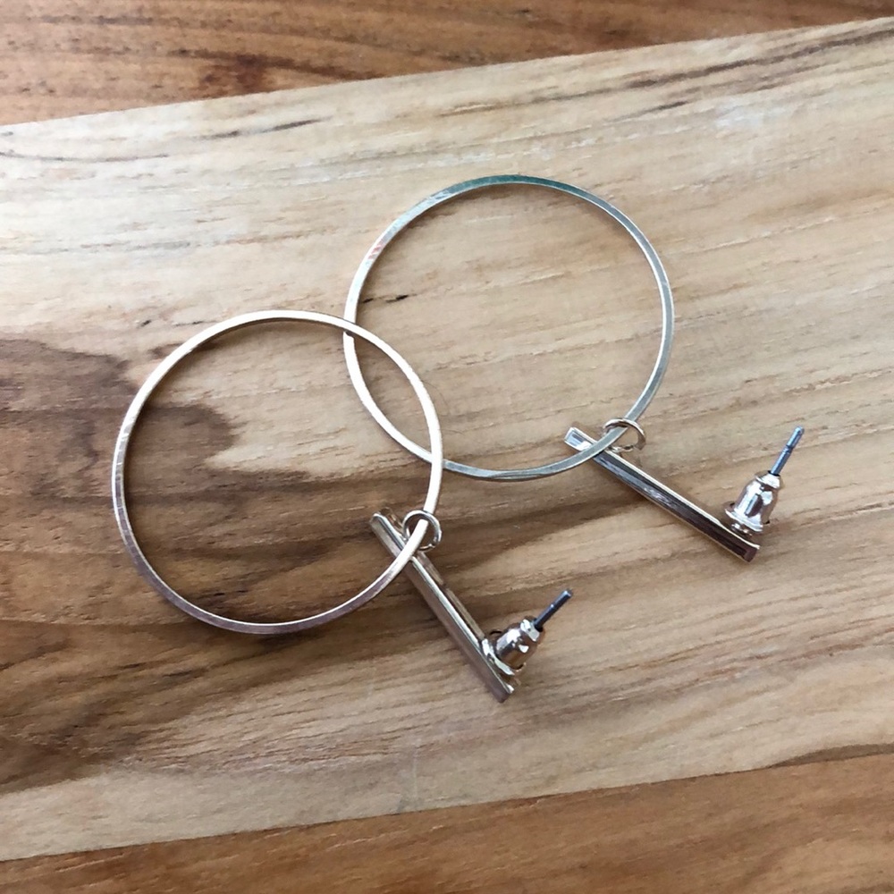 Dynamite Gold Drop Hoop Earring - Picture 2 of 2